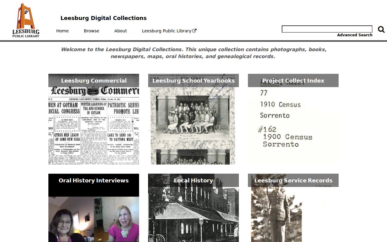 Leesburg Digital Collections resident history resources