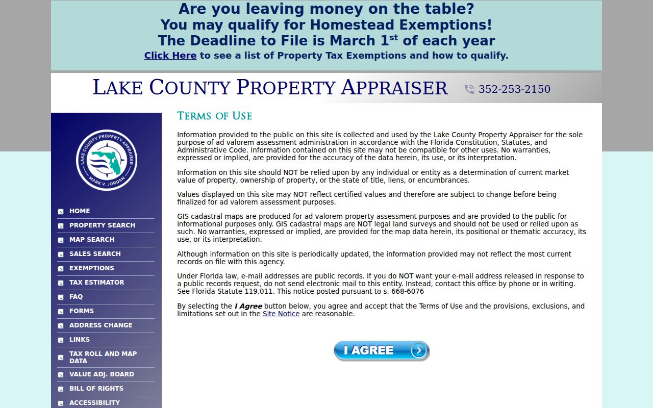 Lake County Property Appraiser search for Leesburg parcels