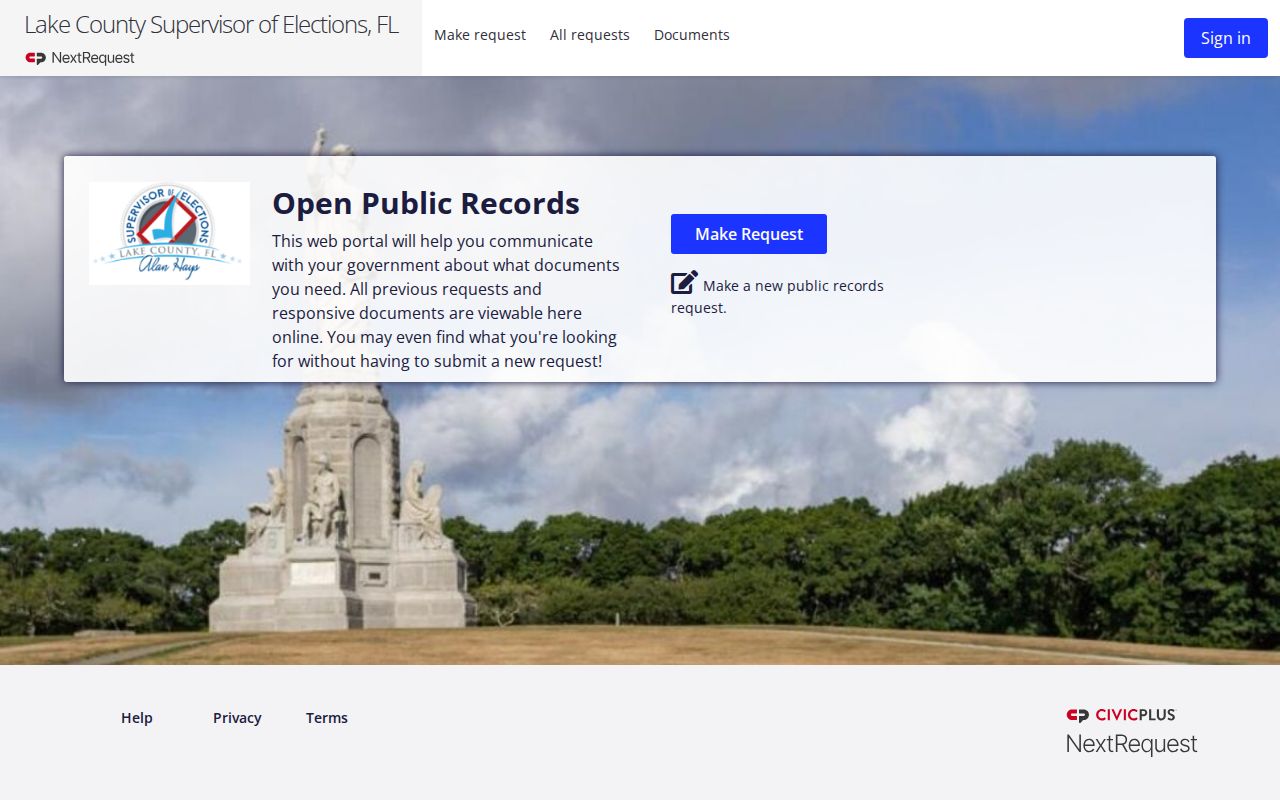 Lake County elections records request portal for lawful Leesburg neighbor research